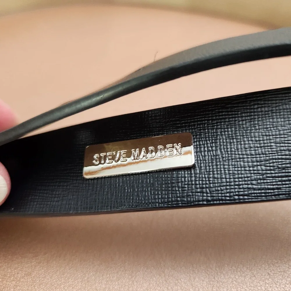 Steve Madden Mens Dress Casual Every Day Leather Belt Black Size